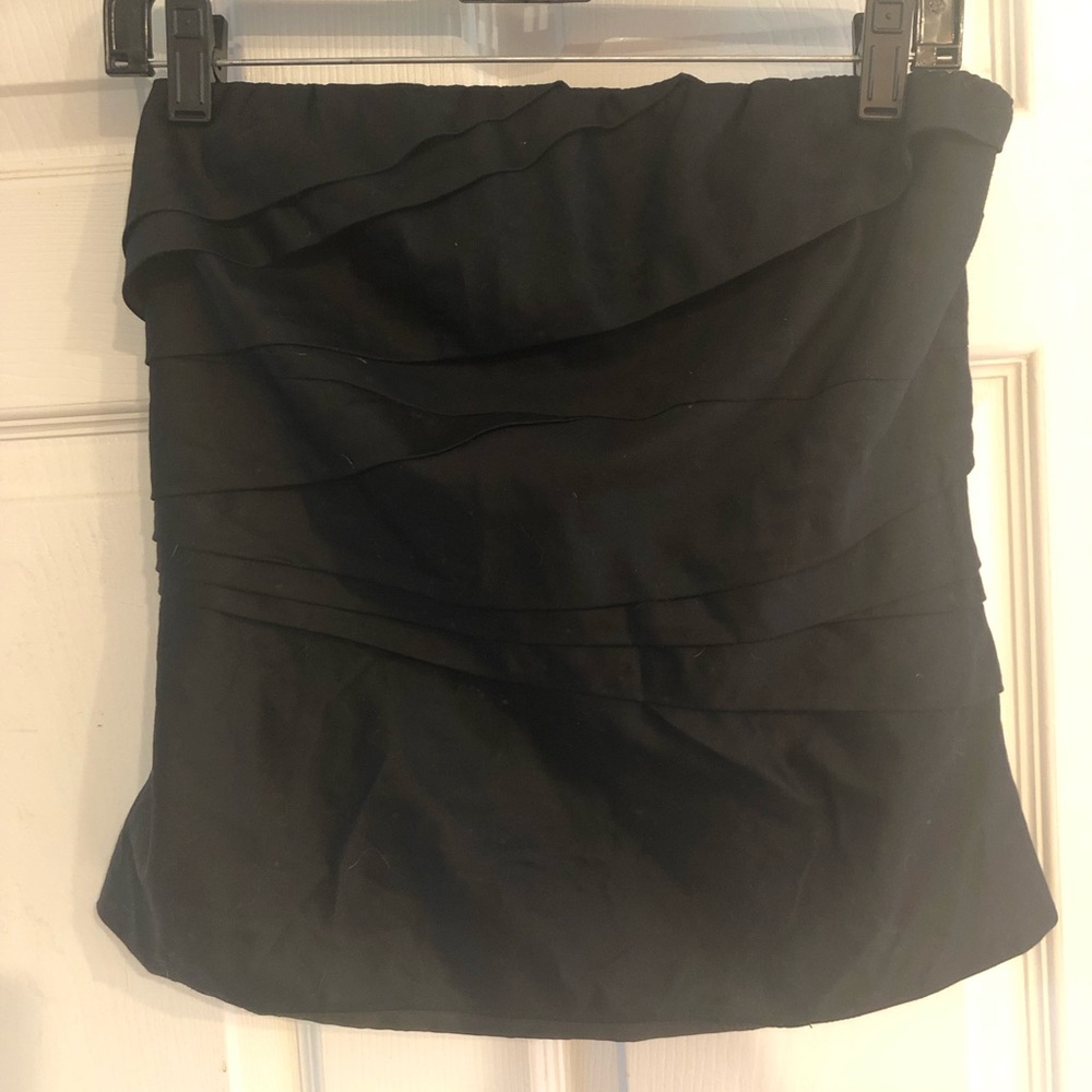 Black Strapless Ruffled Top-Small